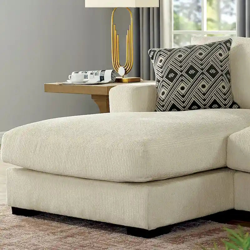 Kintra Zeitgenössisches Chenille-gepolstertes großes L-förmiges Ecksofa von Furniture of America
