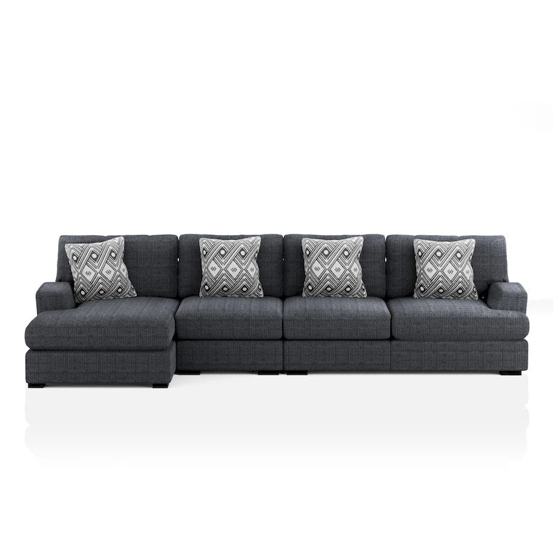 Kintra Zeitgenössisches Chenille-gepolstertes großes L-förmiges Ecksofa von Furniture of America
