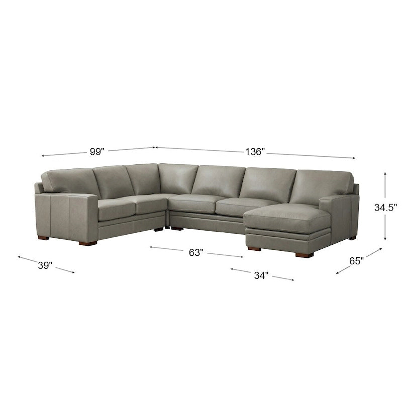 Hydeline Dillon Echtleder-Ecksofa mit Chaiselongue (rechtsseitig)