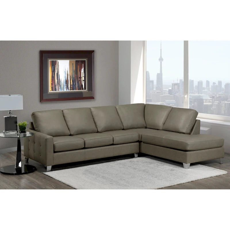 Dean Ecksofa aus italienischem Echtleder, getuftet – 107 x 85 x 35 x 34