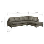 Dean Ecksofa aus italienischem Echtleder, getuftet – 107 x 85 x 35 x 34
