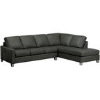Dean Ecksofa aus italienischem Echtleder, getuftet – 107 x 85 x 35 x 34