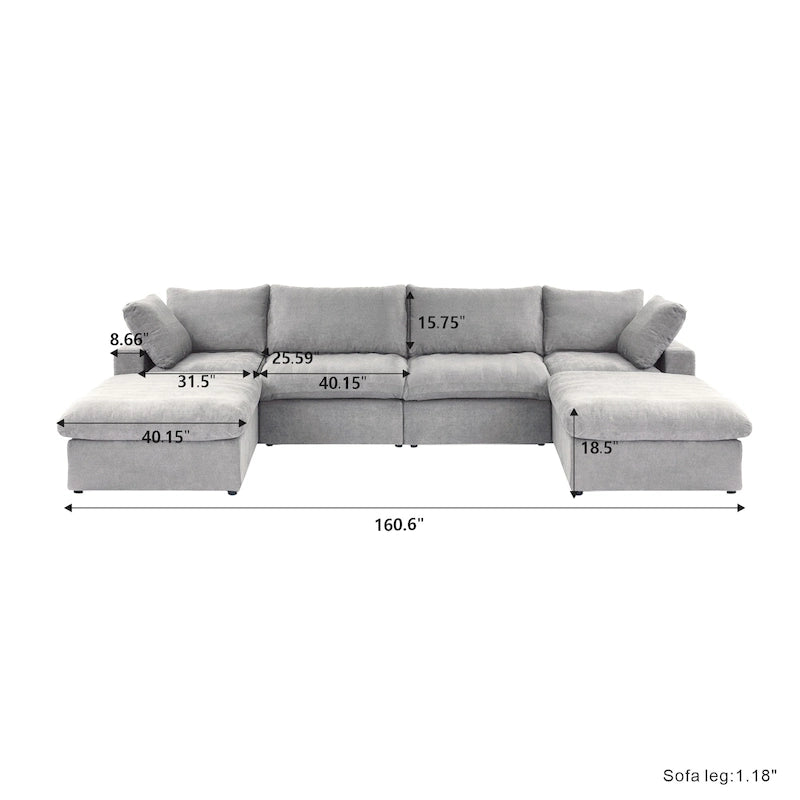 Modernes Leinen Ecksofa Commix, daunengefüllt, überdimensioniert, gepolsterte Sofas für das Wohnzimmer