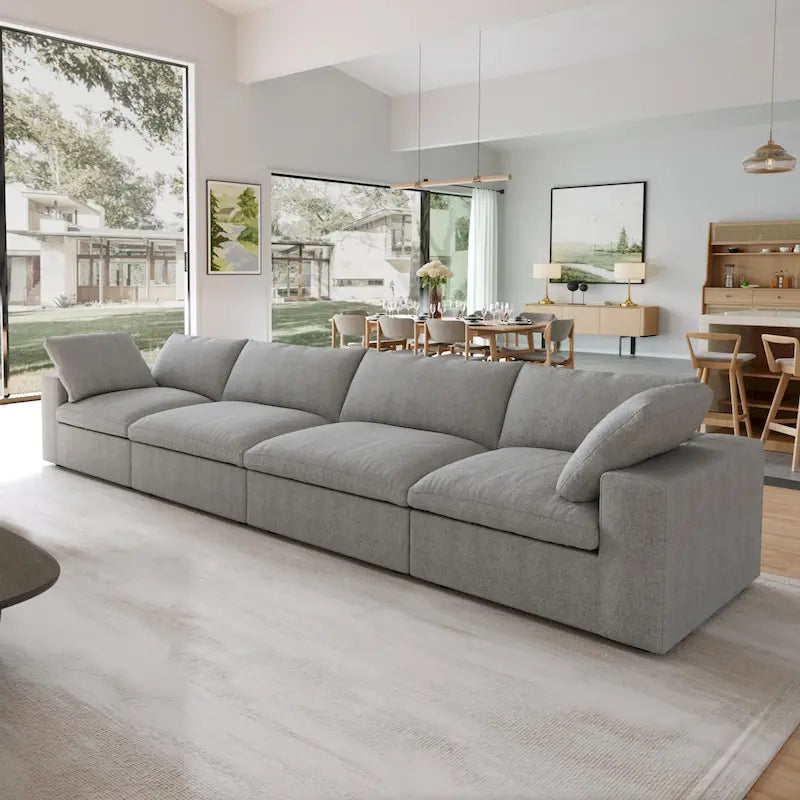 Modernes Leinen Ecksofa Commix, daunengefüllt, überdimensioniert, gepolsterte Sofas für das Wohnzimmer