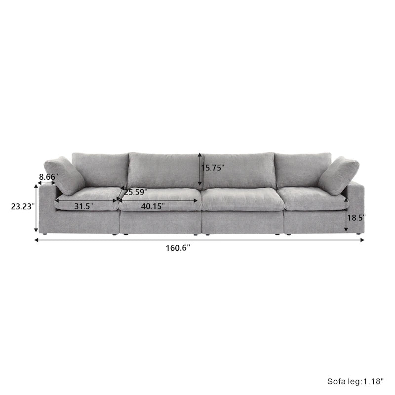 Modernes Leinen Ecksofa Commix, daunengefüllt, überdimensioniert, gepolsterte Sofas für das Wohnzimmer