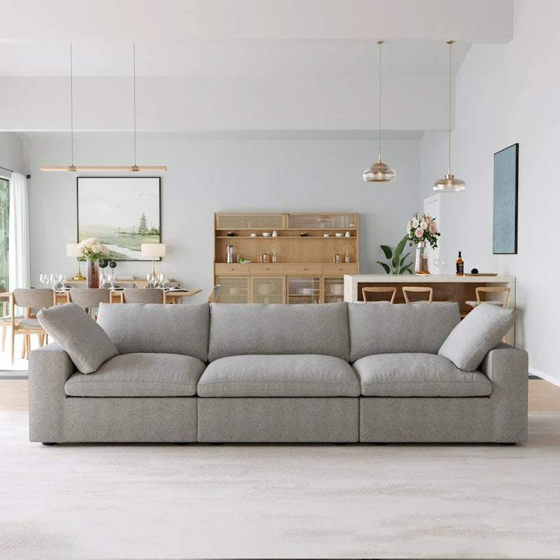 Modernes Leinen Ecksofa Commix, daunengefüllt, überdimensioniert, gepolsterte Sofas für das Wohnzimmer