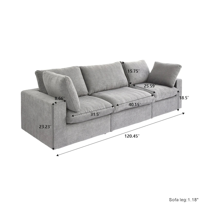 Modernes Leinen Ecksofa Commix, daunengefüllt, überdimensioniert, gepolsterte Sofas für das Wohnzimmer