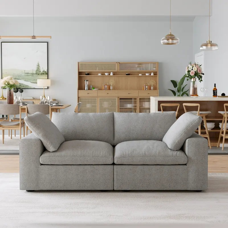 Modernes Leinen Ecksofa Commix, daunengefüllt, überdimensioniert, gepolsterte Sofas für das Wohnzimmer