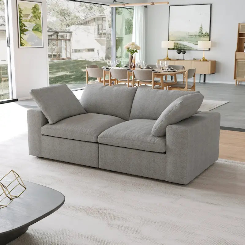 Modernes Leinen Ecksofa Commix, daunengefüllt, überdimensioniert, gepolsterte Sofas für das Wohnzimmer