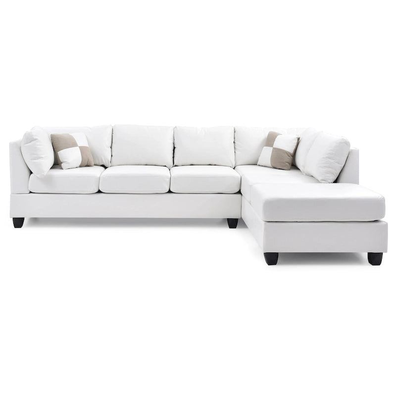 Malone 111 Zoll Kunstleder 4-Sitzer Ecksofa mit 2 Zierkissen – 111L x 78B x 34H