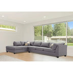 Malone 111 Zoll Kunstleder 4-Sitzer Ecksofa mit 2 Zierkissen – 111L x 78B x 34H