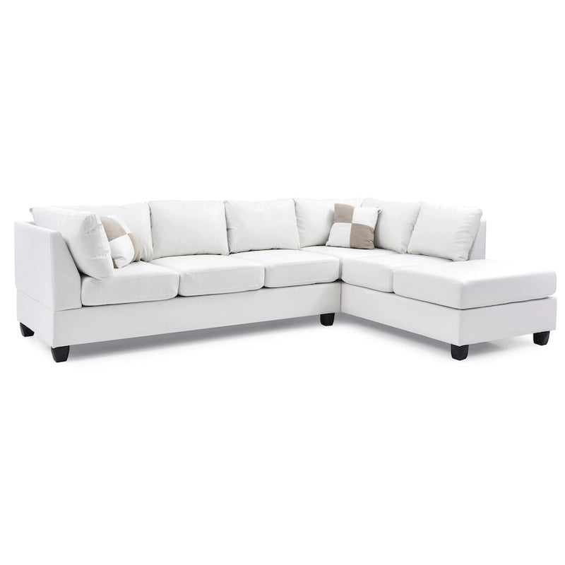 Malone 111 Zoll Kunstleder 4-Sitzer Ecksofa mit 2 Zierkissen – 111L x 78B x 34H