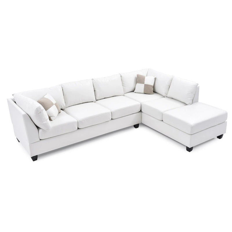 Malone 111 Zoll Kunstleder 4-Sitzer Ecksofa mit 2 Zierkissen – 111L x 78B x 34H