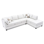Malone 111 Zoll Kunstleder 4-Sitzer Ecksofa mit 2 Zierkissen – 111L x 78B x 34H