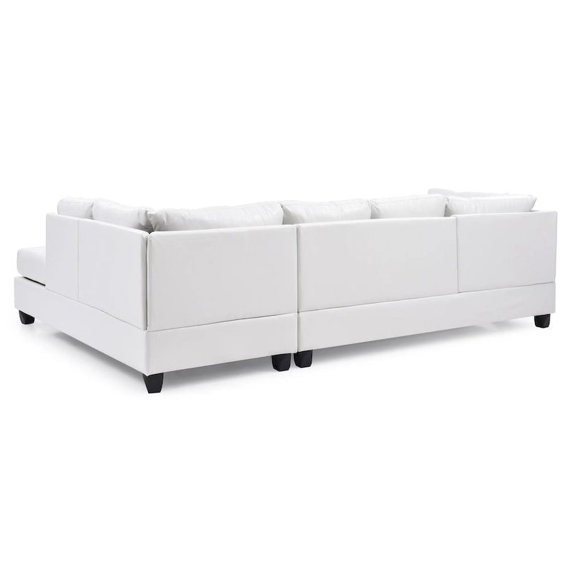 Malone 111 Zoll Kunstleder 4-Sitzer Ecksofa mit 2 Zierkissen – 111L x 78B x 34H