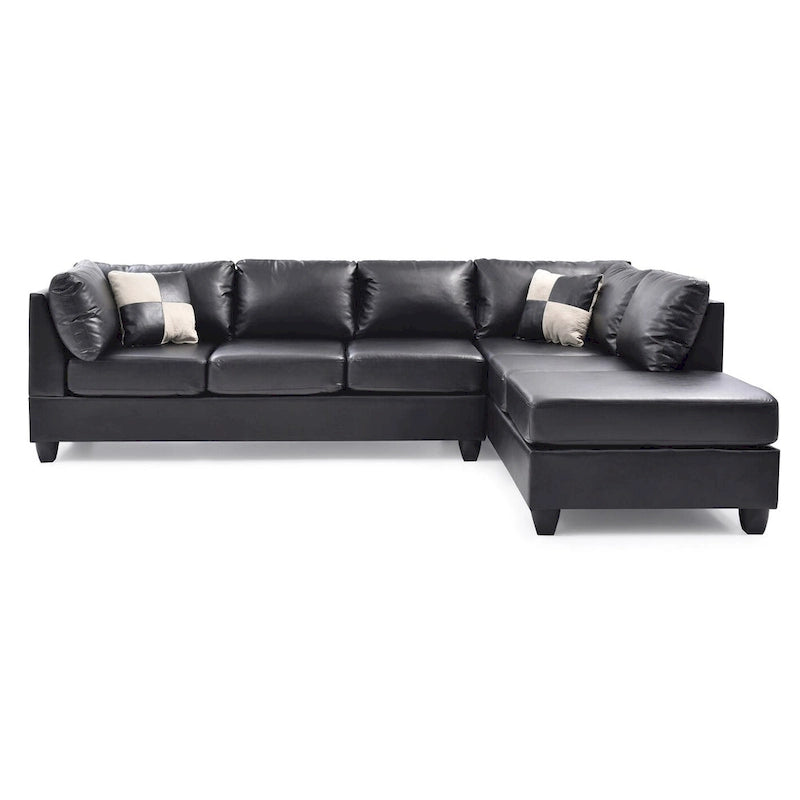 Malone 111 Zoll Kunstleder 4-Sitzer Ecksofa mit 2 Zierkissen – 111L x 78B x 34H