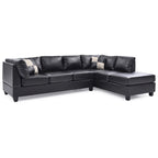 Malone 111 Zoll Kunstleder 4-Sitzer Ecksofa mit 2 Zierkissen – 111L x 78B x 34H