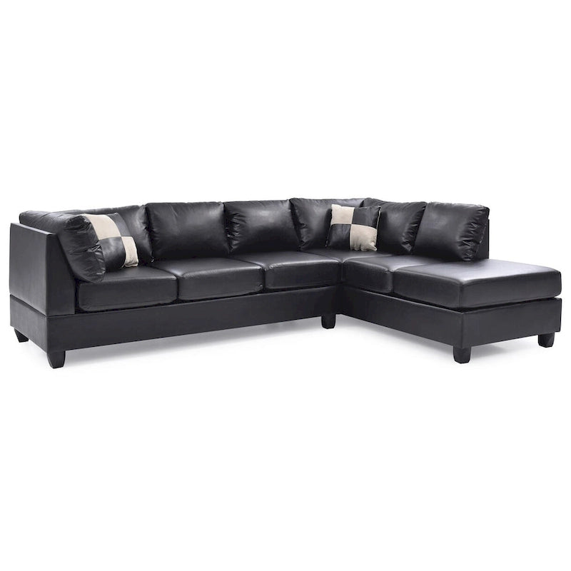 Malone 111 Zoll Kunstleder 4-Sitzer Ecksofa mit 2 Zierkissen – 111L x 78B x 34H