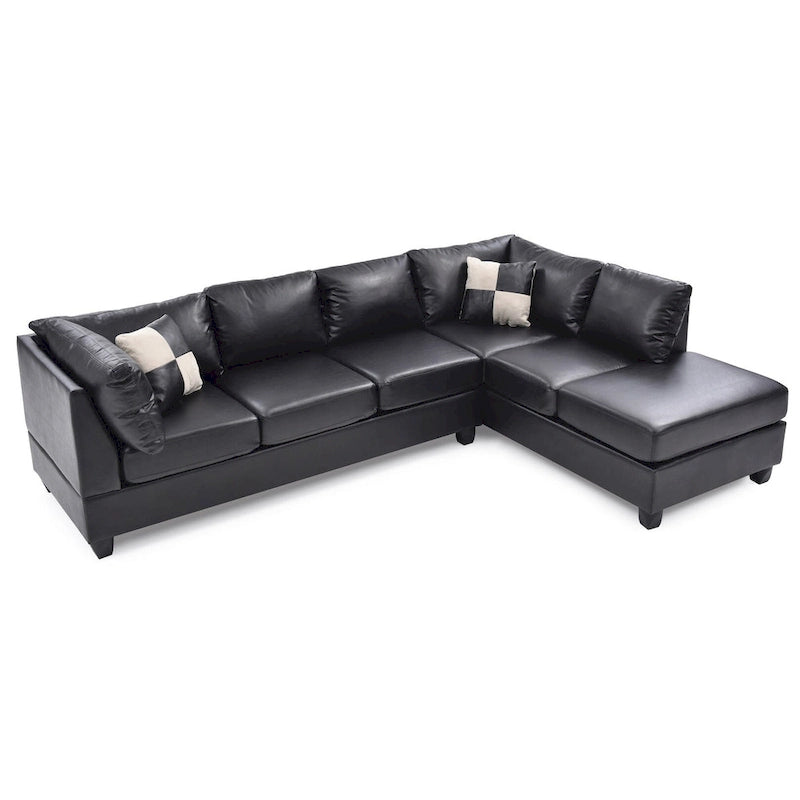 Malone 111 Zoll Kunstleder 4-Sitzer Ecksofa mit 2 Zierkissen – 111L x 78B x 34H