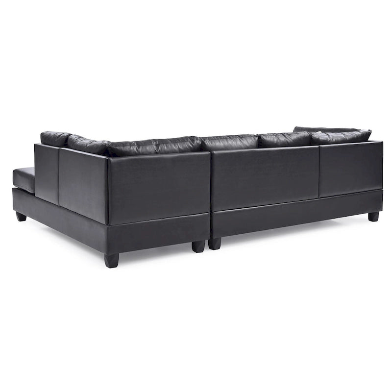 Malone 111 Zoll Kunstleder 4-Sitzer Ecksofa mit 2 Zierkissen – 111L x 78B x 34H