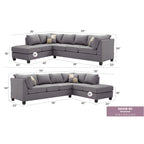 Malone 111 Zoll Kunstleder 4-Sitzer Ecksofa mit 2 Zierkissen – 111L x 78B x 34H