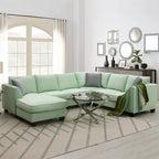Merax 112*87 Ecksofas Wohnzimmergarnituren 7-Sitzer Modulares Sektionssofa