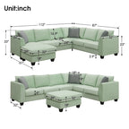 Merax 112*87 Ecksofas Wohnzimmergarnituren 7-Sitzer Modulares Sektionssofa