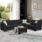 Merax 112*87 Ecksofas Wohnzimmergarnituren 7-Sitzer Modulares Sektionssofa