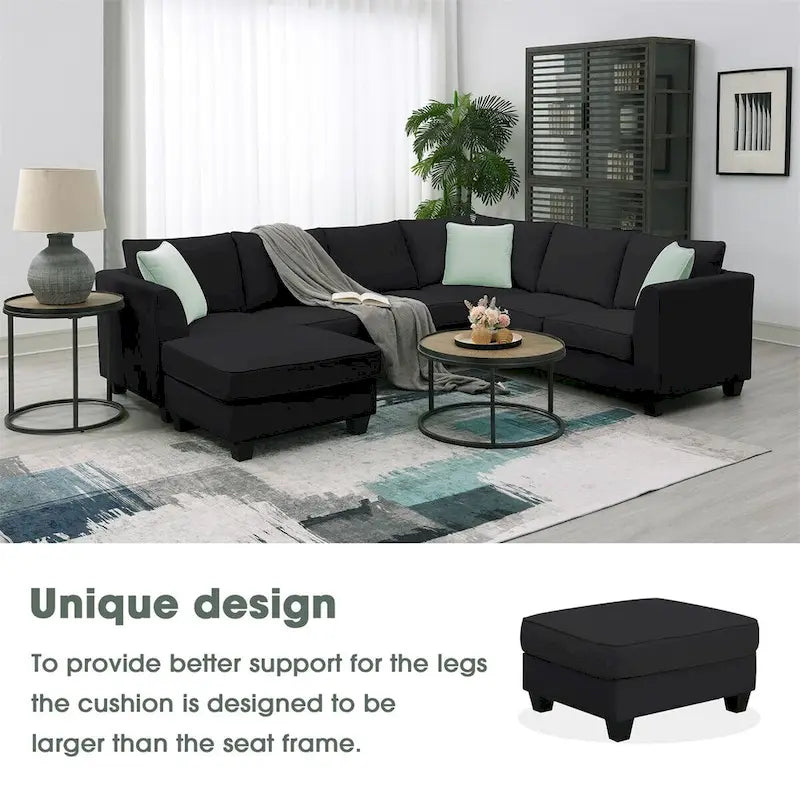 Merax 112*87 Ecksofas Wohnzimmergarnituren 7-Sitzer Modulares Sektionssofa