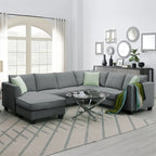 Merax 112*87 Ecksofas Wohnzimmergarnituren 7-Sitzer Modulares Sektionssofa