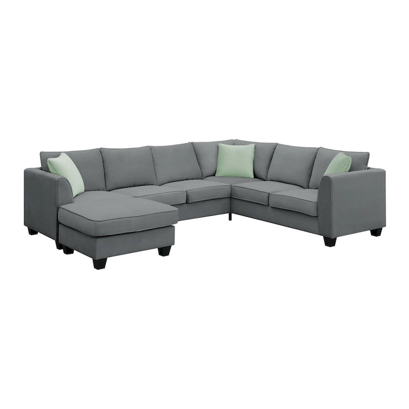 Merax 112*87 Ecksofas Wohnzimmergarnituren 7-Sitzer Modulares Sektionssofa
