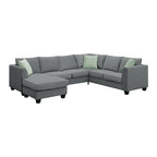 Merax 112*87 Ecksofas Wohnzimmergarnituren 7-Sitzer Modulares Sektionssofa