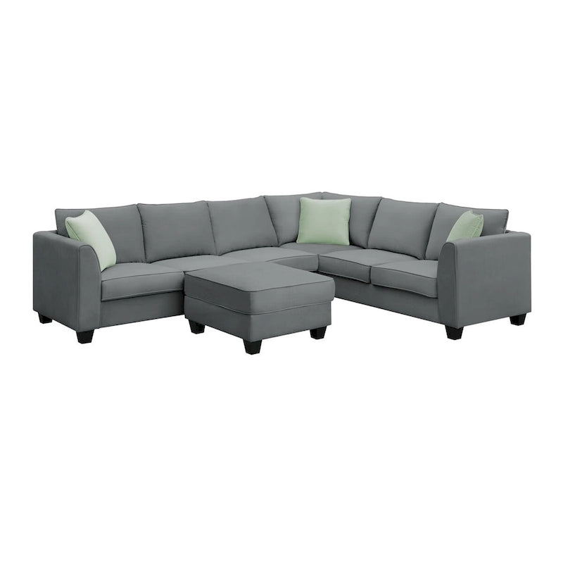 Merax 112*87 Ecksofas Wohnzimmergarnituren 7-Sitzer Modulares Sektionssofa