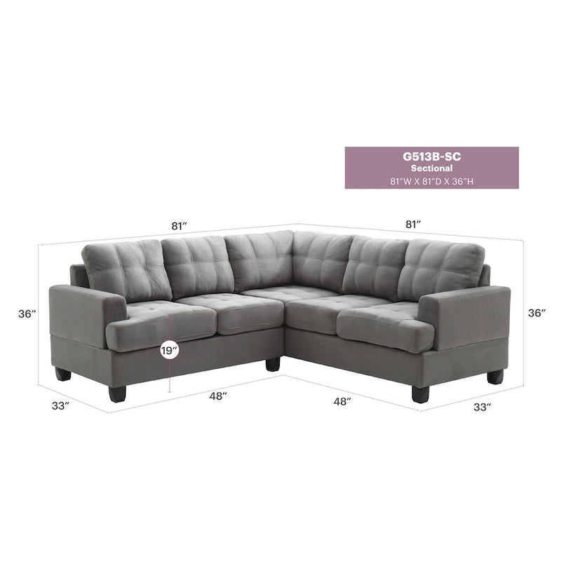Sandridge 80 Zoll B 2-teiliges Mikrofasersofa in L-Form – 80L x 80B x 36H