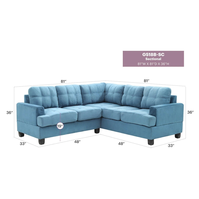 Sandridge 80 Zoll B 2-teiliges Mikrofasersofa in L-Form – 80L x 80B x 36H