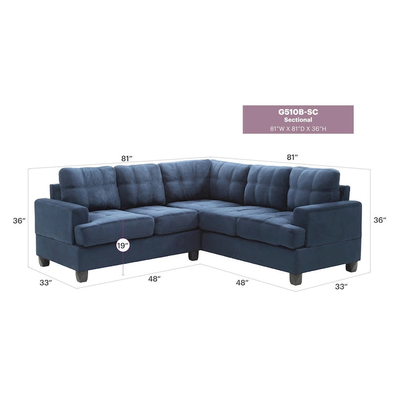 Sandridge 80 Zoll B 2-teiliges Mikrofasersofa in L-Form – 80L x 80B x 36H