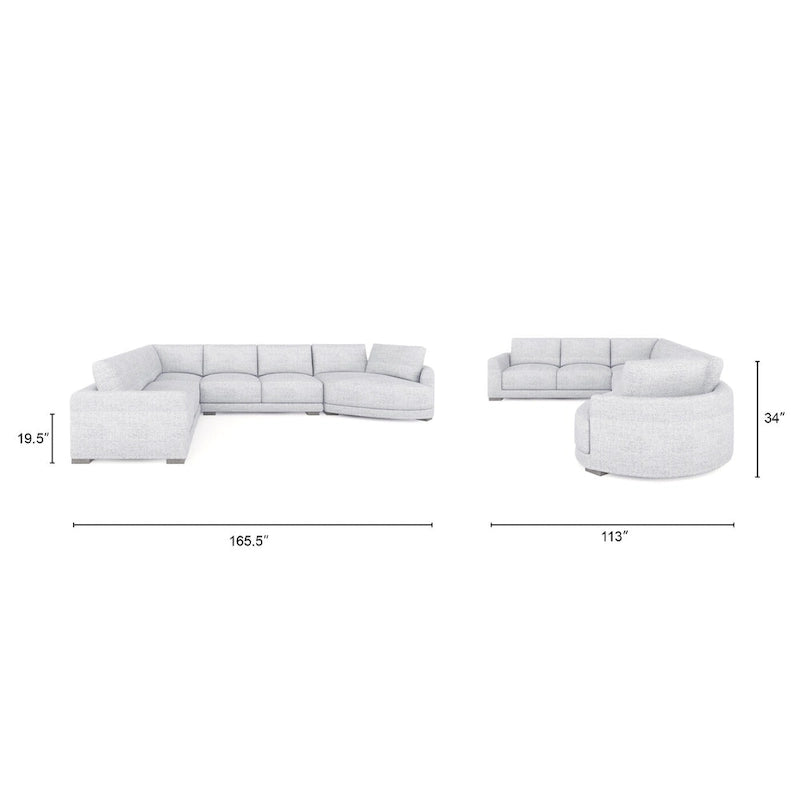 Laguna 165,5 L-förmiges modulares Sofa mit Récamiere