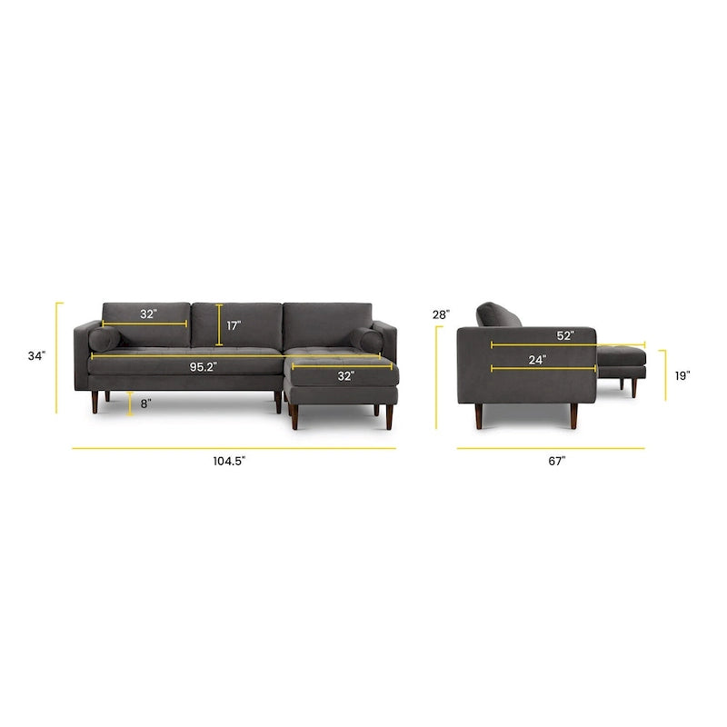 Poly & Bark Napa 104,5 Stoffsofa mit rechter Ottomane