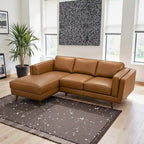 Ferris Wohnzimmer Ecksofa aus Echtleder in Cognac-Braun