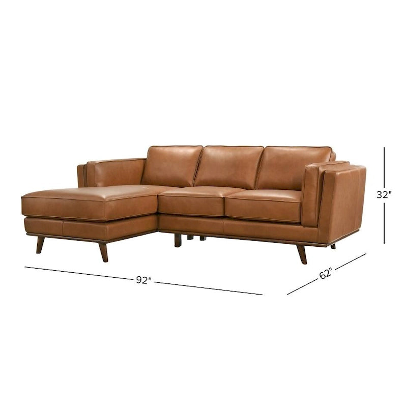 Ferris Wohnzimmer Ecksofa aus Echtleder in Cognac-Braun