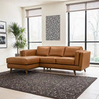 Ferris Wohnzimmer Ecksofa aus Echtleder in Cognac-Braun