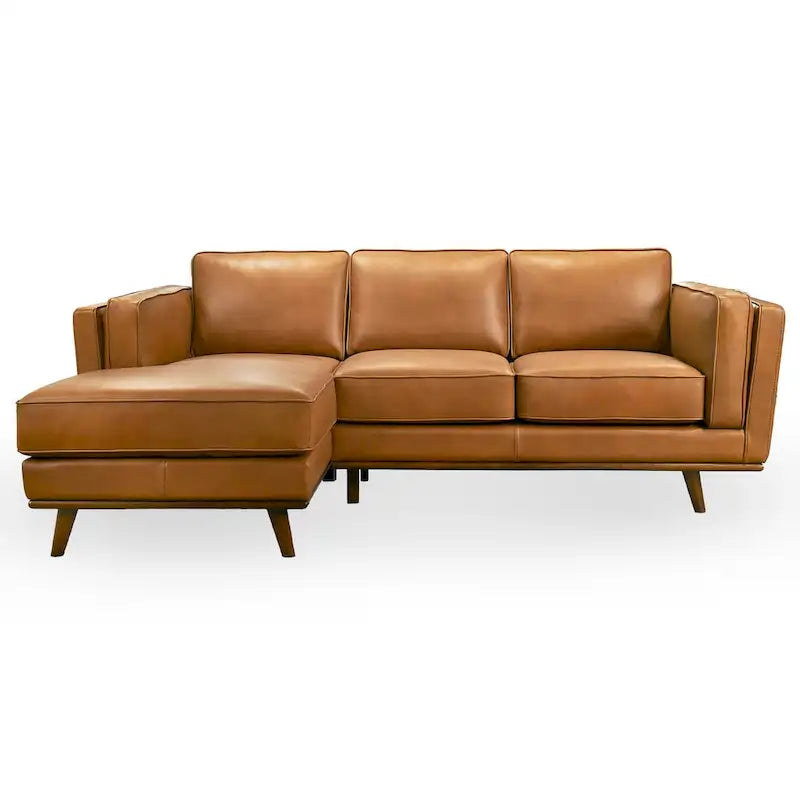 Ferris Wohnzimmer Ecksofa aus Echtleder in Cognac-Braun