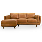 Ferris Wohnzimmer Ecksofa aus Echtleder in Cognac-Braun