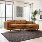 Ferris Wohnzimmer Ecksofa aus Echtleder in Cognac-Braun