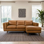 Ferris Wohnzimmer Ecksofa aus Echtleder in Cognac-Braun