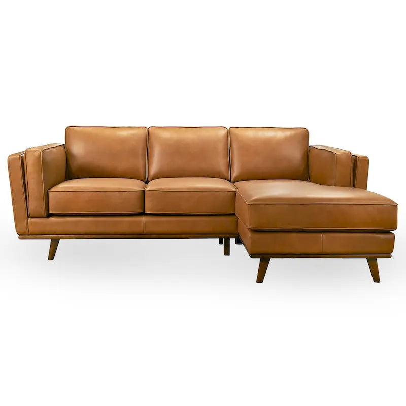Ferris Wohnzimmer Ecksofa aus Echtleder in Cognac-Braun