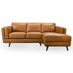 Ferris Wohnzimmer Ecksofa aus Echtleder in Cognac-Braun