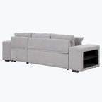 Modernes L-förmiges 3-Sitzer Schlafsofa, mit Stauraum-Recamiere und 2 Hockern