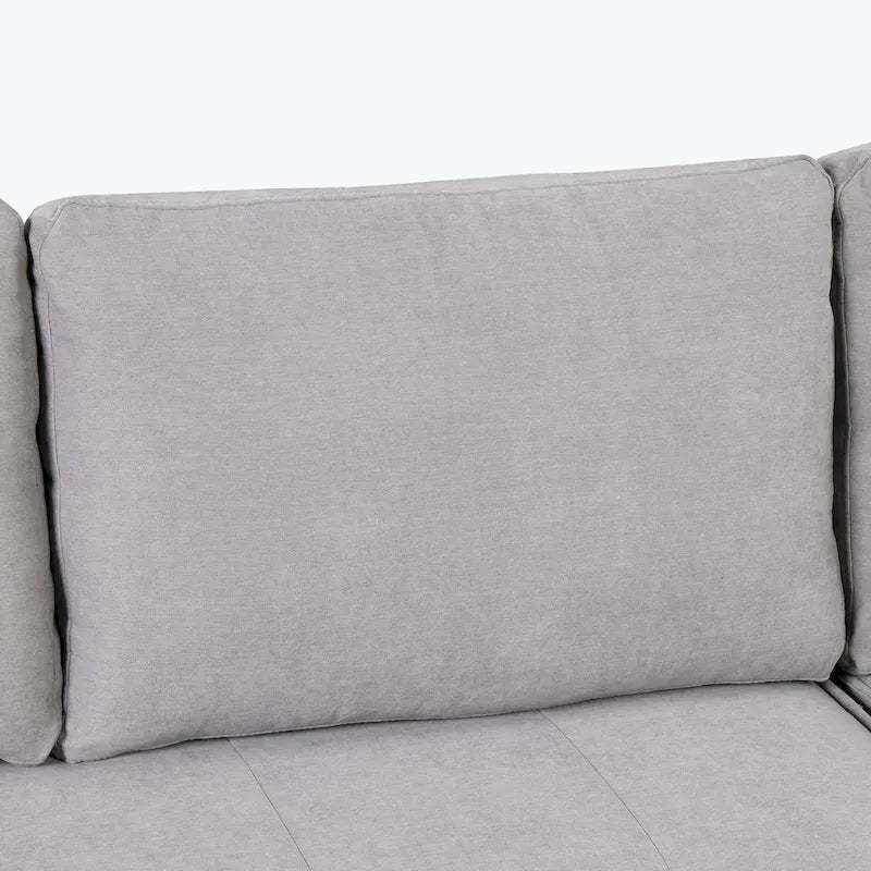 Modernes L-förmiges 3-Sitzer Schlafsofa, mit Stauraum-Recamiere und 2 Hockern