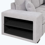 Modernes L-förmiges 3-Sitzer Schlafsofa, mit Stauraum-Recamiere und 2 Hockern